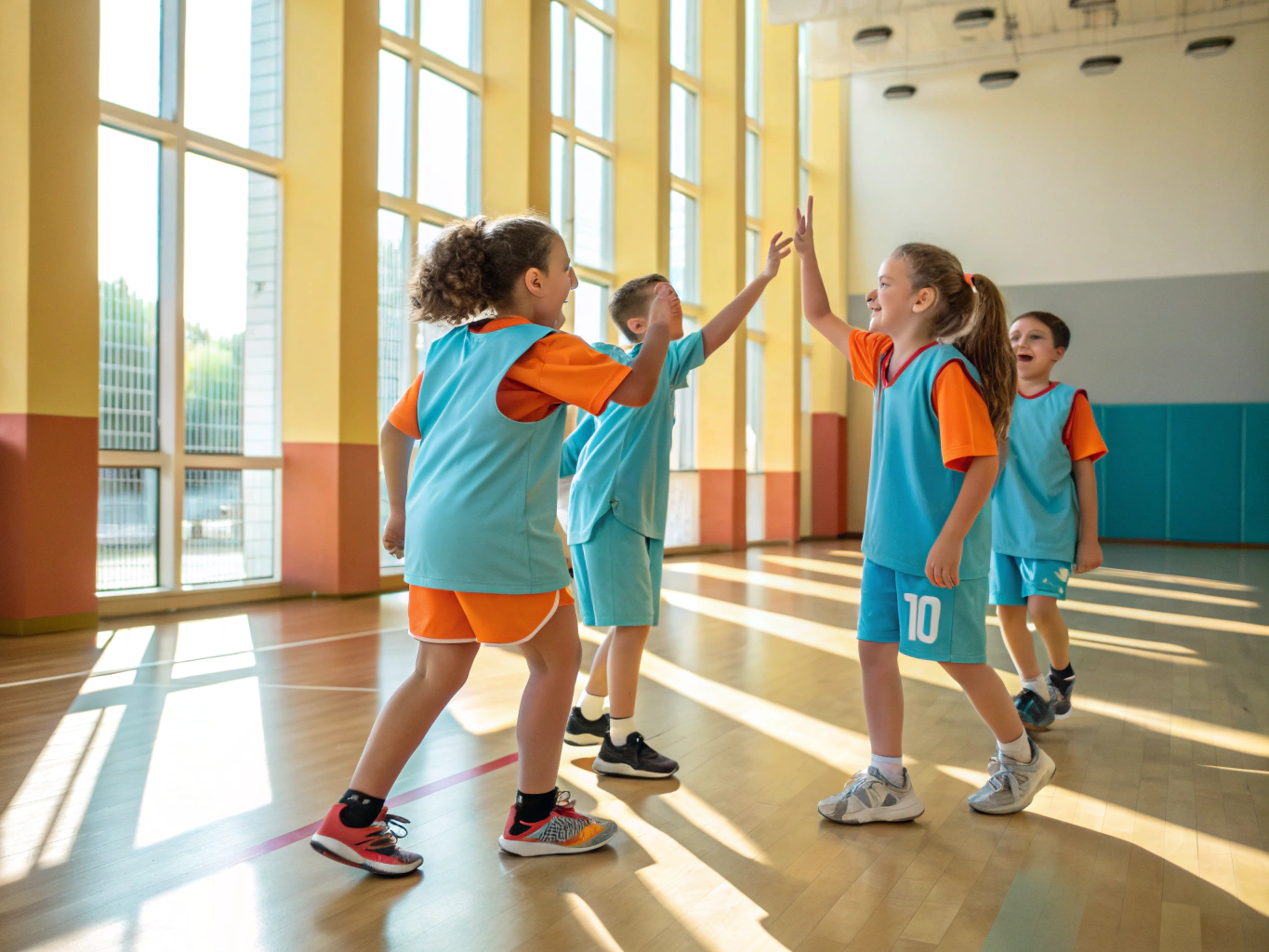 Children participating in a fun and safe sports training session